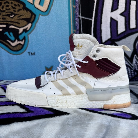 Size 14 -Rare! Adidas Originals Rivalry RM Shoe - White Burgundy Sneaker - Men's - Picture 1 of 11